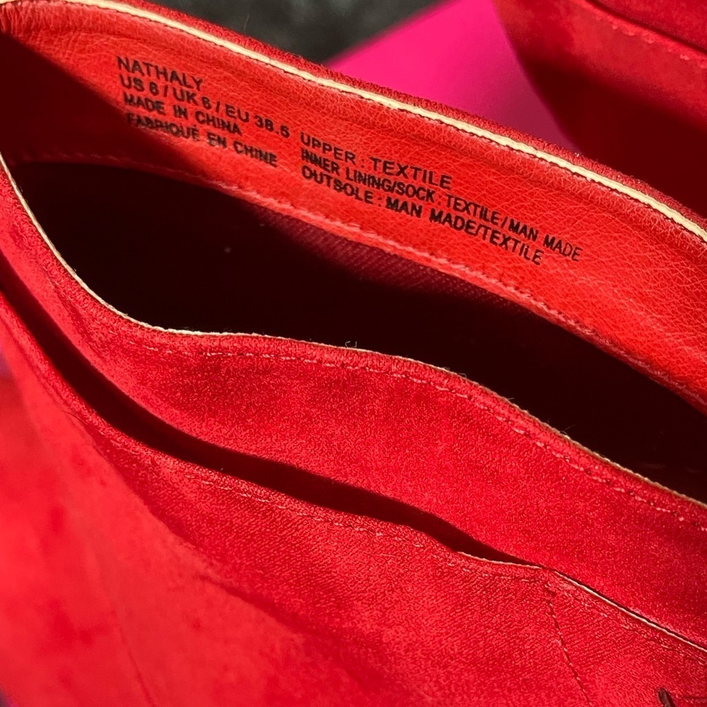 ShoeDazzle Nathaly Red High Heel Boots, Red Ribbon Lace Up Booties, Pointed Toe - Picture 4 of 6